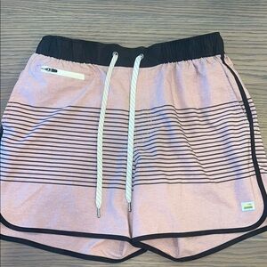 Vuori Pink and Black Athletic Shorts with Dolphin Cut